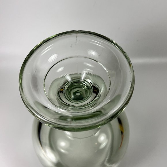 Hand Blown Footed Stemmed Glass Goblet Vase Green Hue Tint Heavy Unbranded 8" - Picture 6 of 16